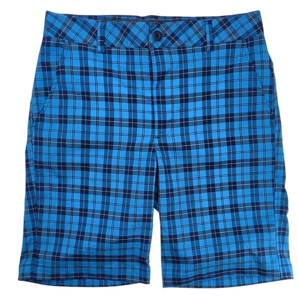 Under Armour Mens Blue Plaid Performance Golf Shorts Size 30 Regular Activewear
